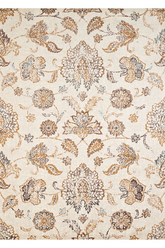 Delos Area Rug 3001-00197 Via Vicosa Linen Vines Petals 7' 10" x 10' 6" Rectangle