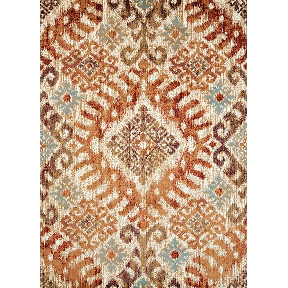 Designer Home Delos Area Rug 3001-00236 Verazanno Crimson Curls Angled 7' 10" x 10' 6" Rectangle