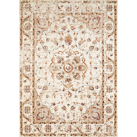 Designer Home Delos Area Rug 3001-00497 Ponte Vecchio Linen Floral Vines 5' 3" x 7' 2" Rectangle