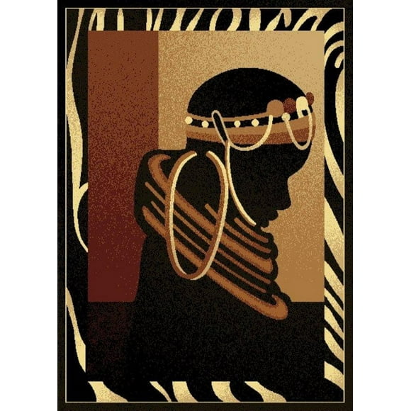 Designer Home Epoch Area Rug 910-01530 Silhouette Black Africa Animal Print 5' 3" x 7' 2" Rectangle