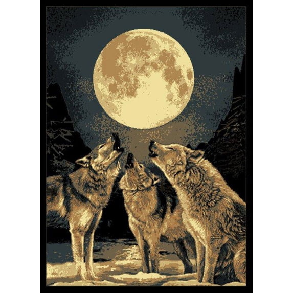 Designer Home Epoch Area Rug 910-02660 Howling Moon Black Moons Night 5' 3" x 7' 2" Rectangle
