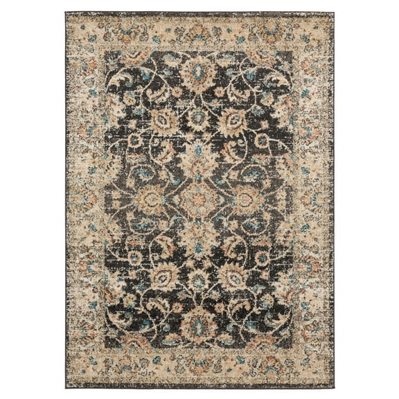 Designer Home Livonia Area Rug 3801 30254 Bey Walnut Scrolls Vines 2' 7" x 7' 2" Rectangle