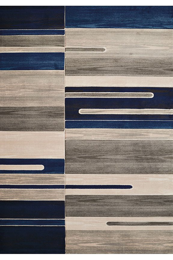 Ourve Area Rug 702 33561 Docker Denim Shaded Blocks 2' 7" x  7' 4" Rectangle