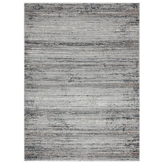 Designer Home Outback Area Rug 4540 20872 Westway Grey Rows Bars 7' 10 x 7' 10" Round