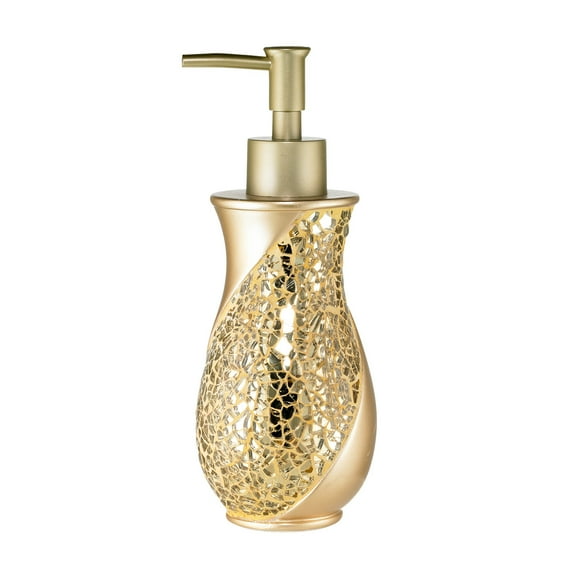 Designer Home Premium Premium Decorative Countertop Ensemble Bath Accessories Set (Soap Pump, Gold)