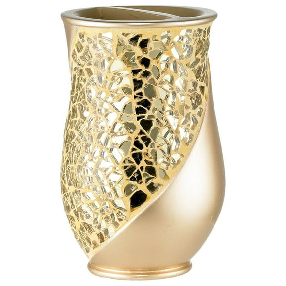 Designer Home Premium Premium Decorative Countertop Ensemble Bath Accessories Set (Toothbrush Holder, Gold)