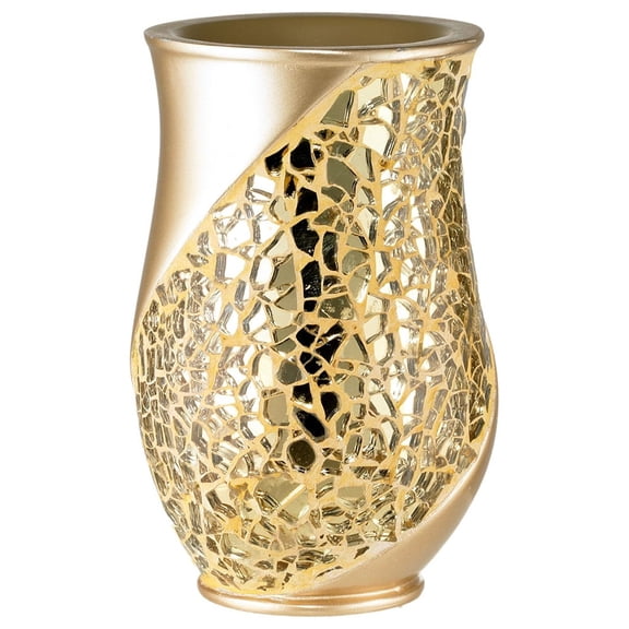Designer Home Premium Premium Decorative Countertop Ensemble Bath Accessories Set Tumbler, Gold