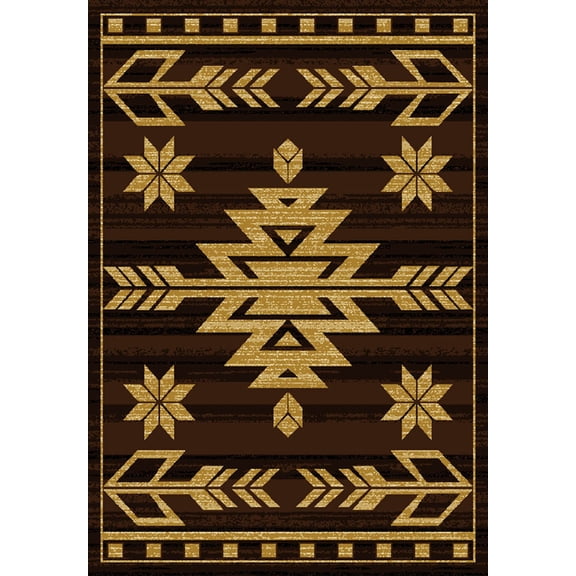 Designer Home Regal Area Rug 750-00150 Teton Brown Arrows Diamonds 5' 3" x 7' 2" Rectangle