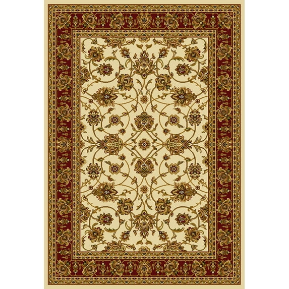 Designer Home Regal Area Rug 750-00815 Reza Ivory Bordered Scrolls 1' 10" x 2' 8" Rectangle