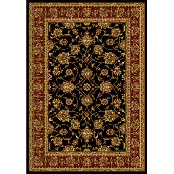 Designer Home Regal Area Rug 750-00870 Reza Black Bordered Scrolls 1' 10" x 2' 8" Rectangle