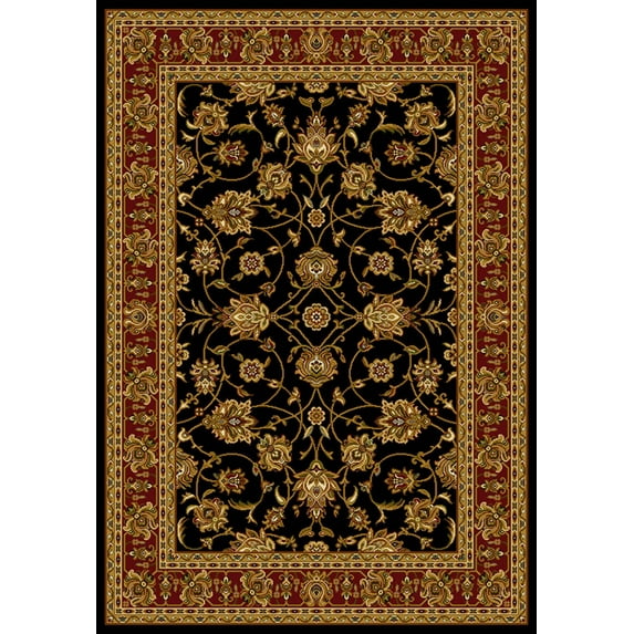 Designer Home Regal Area Rug 750-00870 Reza Black Bordered Scrolls 7' 10" x 10' 6" Rectangle