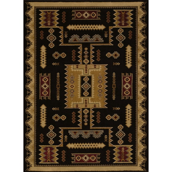 Designer Home Regal Area Rug 750-01870 Coltan Black Diamonds Lines 1' 11" x 7' 2" Rectangle