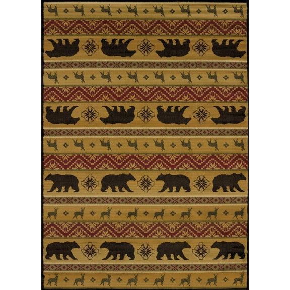Designer Home Regal Area Rug 750-03353 Nordic Bear Spice Elk Bears 5' 3" x 7' 2" Rectangle