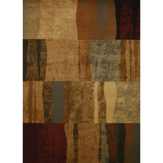 Designer Home Regal Area Rug 750-04550 Shadows Brown Boxes Waves 1' 10" x 3' Rectangle