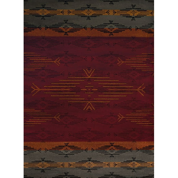 Designer Home Regal Area Rug 750-06030 Native Skye Red Banded Lines 5' 3" x 7' 2" Rectangle