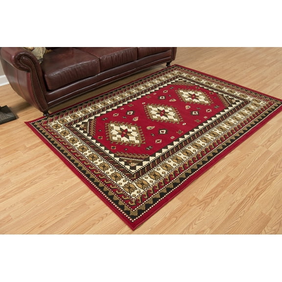 Designer Home Soft Southwestern Indoor Modern Area Rug Diamonds - Actual Size: 2' 3" x 7' 2" Rectangle (Red)