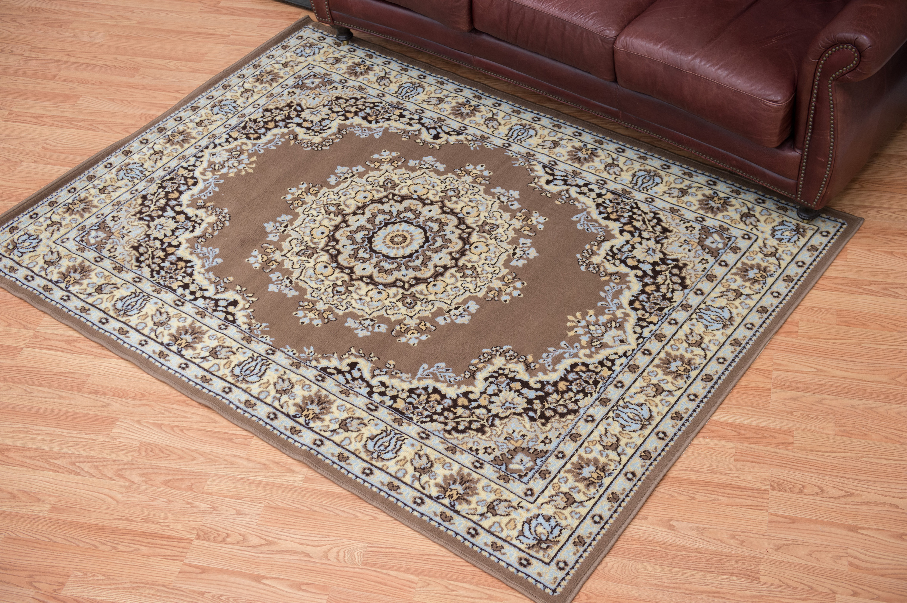 Designer Home Soft Traditional Oriental Area Rug with Center Medallion Actual Size 7' 10" x 10' 6" Rectangle (Ash Beige) - image 1 of 5