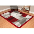thumbnail image 1 of Designer Home Soft Transitional Indoor Modern Area Rug Circles Blocks - Actual Size: 7' 10" x 10' 6" Rectangle (Red), 1 of 5