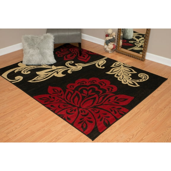 Designer Home Soft Transitional Indoor Modern Area Rug Floral - Actual Size: 7' 10" x 10' 6" Rectangle (Red)