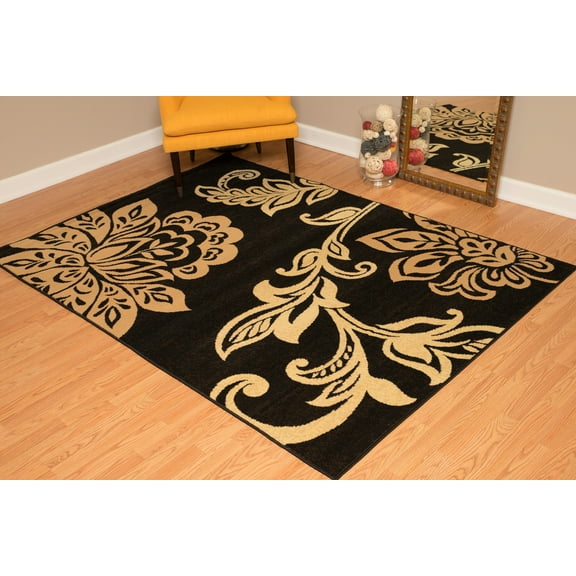 Designer Home Soft Transitional Indoor Modern Area Rug Floral - Actual Size: 1' 11" x  3' 3" Rectangle (Beige)