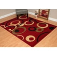 thumbnail image 1 of Designer Home Soft Transitional Indoor Modern Area Rug Rings Donuts - Actual Size: 1' 11" x  3' 3" Rectangle (Red), 1 of 5