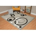 thumbnail image 1 of Designer Home Soft Transitional Indoor Modern Area Rug Rings Donuts - Actual Size: 5' 3" x 7' 2" Rectangle (Silver), 1 of 5