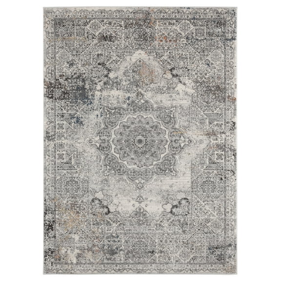 Designer Home Suave Area Rug 2620 35075 Carmella Ivory Blossoms Medallion 7' 10 x 7' 10" Round