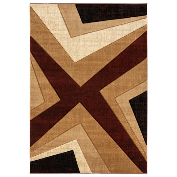Designer Home Swan Area Rug 2050 10034 Zine Burgundy Lines Diagonal 7' 10 x 7' 10" Rectangle