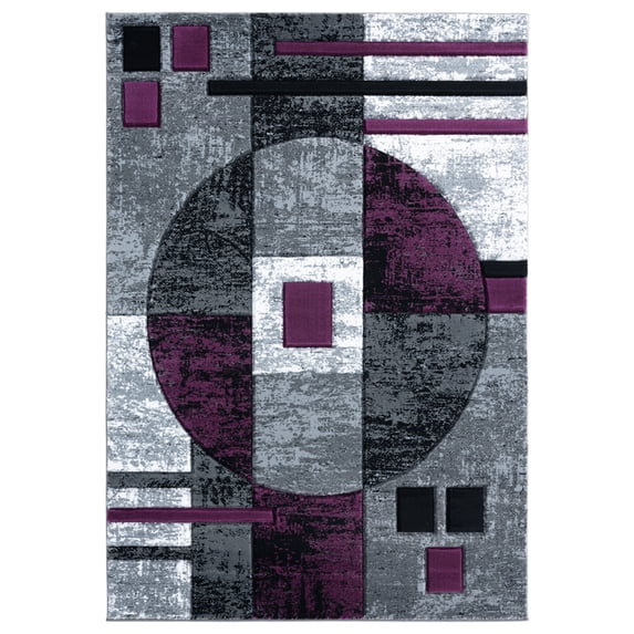 Designer Home Swan Area Rug 2050 10182 Epsilon Plum Blocks Lined 1' 10" x 2' 8" Rectangle