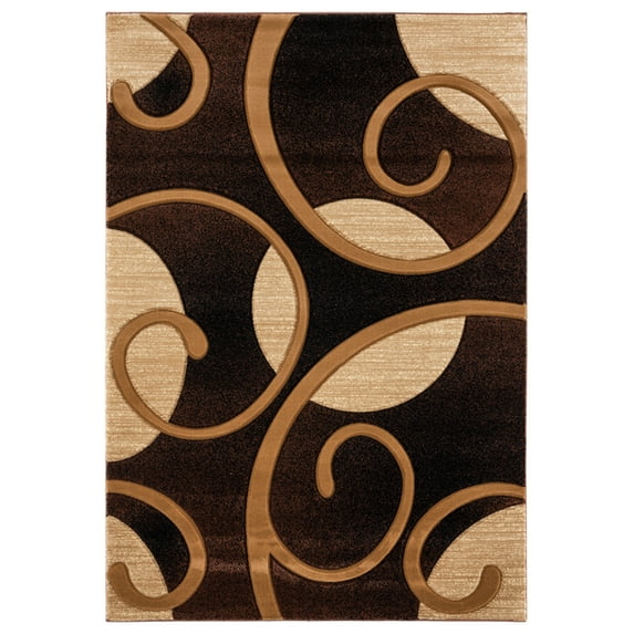 Designer Home Swan Area Rug 2050 10350 Riley Brown Rings Loops 2' 7" x 4' 2" Rectangle