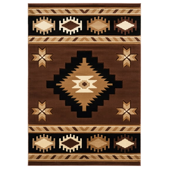 Designer Home Swan Area Rug 2050 10450 Caliente Brown Rows Jagged 7' 10" x 10' 6" Rectangle