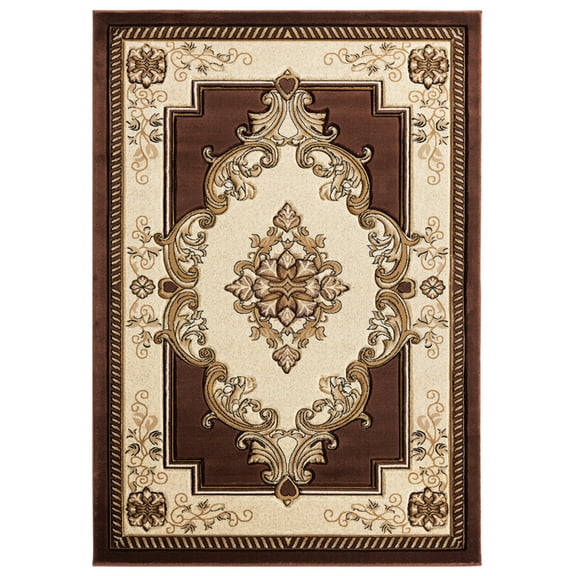 Designer Home Swan Area Rug 2050 10551 Fallon Chocolate Petals Bulbs 1' 10" x 2' 8" Rectangle