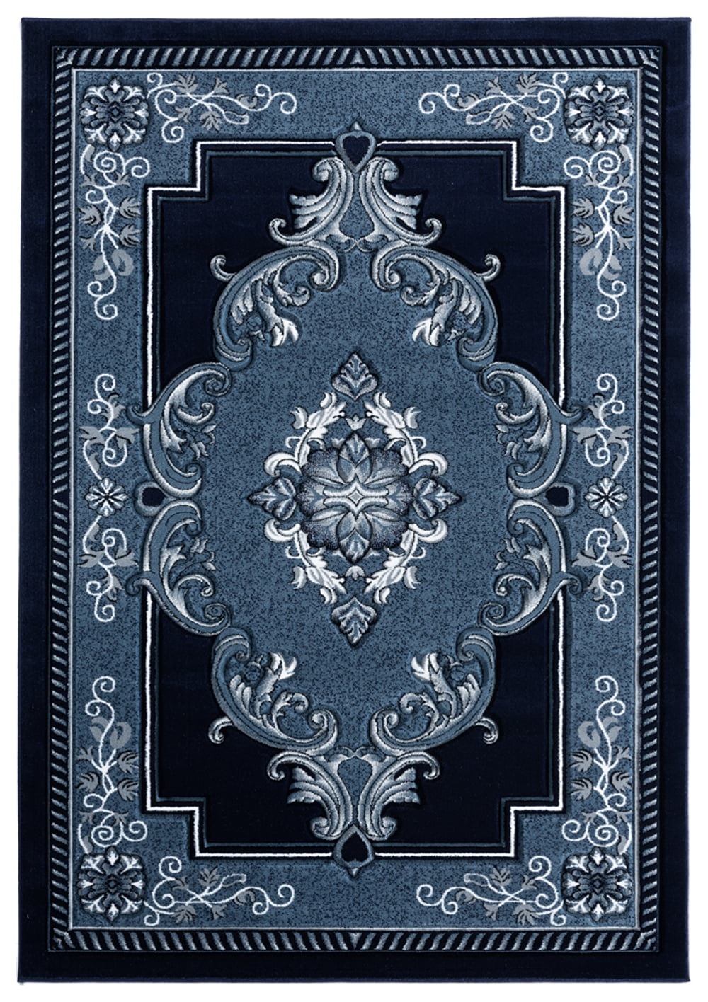 Bristol Navy Medallion 2'x3' Synthetic Stain-Resistant Accent Rug