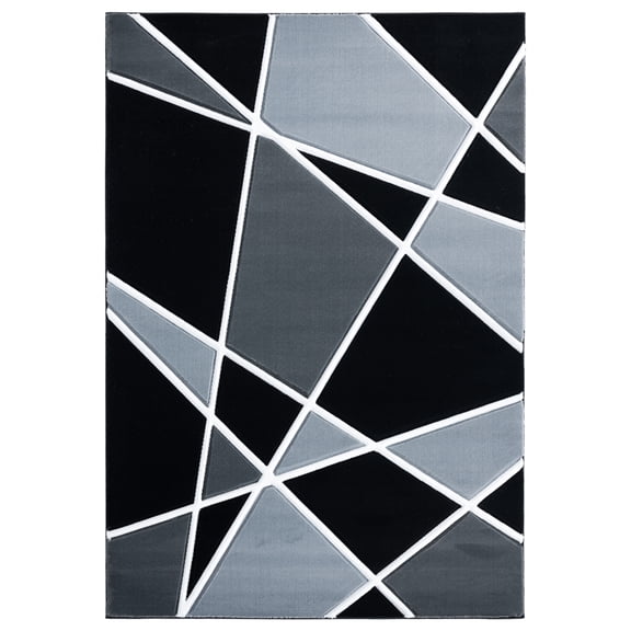Designer Home Swan Area Rug 2050 10872 Kanza Grey Lines Slices 7' 10" x 10' 6" Rectangle