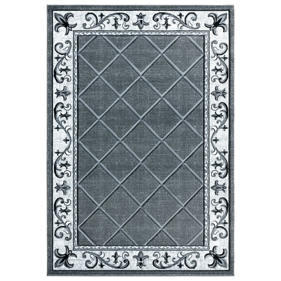 Designer Home Swan Area Rug 2050 10972 Altamont Grey Scrolls Diamonds 1' 10" x 2' 8" Rectangle