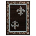 thumbnail image 1 of Designer Home Swan Area Rug 2050 11250 Lilium Brown Curves Flur De Lis 7' 10 x 7' 10" Round, 1 of 2