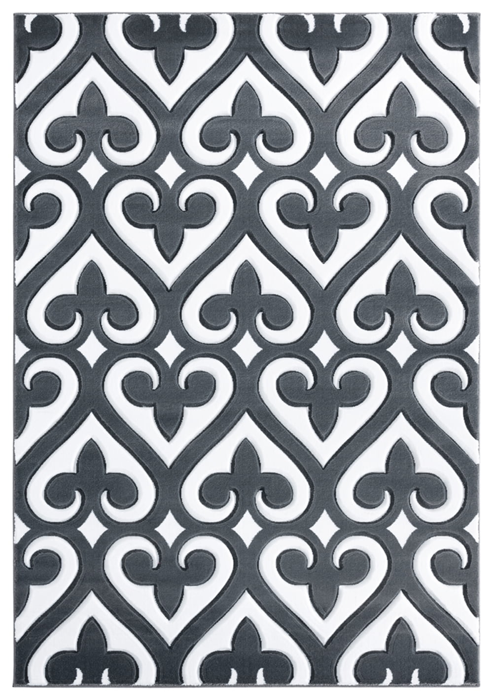 Gray and White Synthetic Rectangular Stain-resistant Area Rug