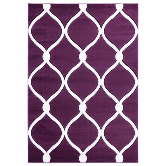 Designer Home Swan Area Rug 2050 11582 Rodanthe Plum Ogee Repeat 2' 7" x 7' 4" Rectangle