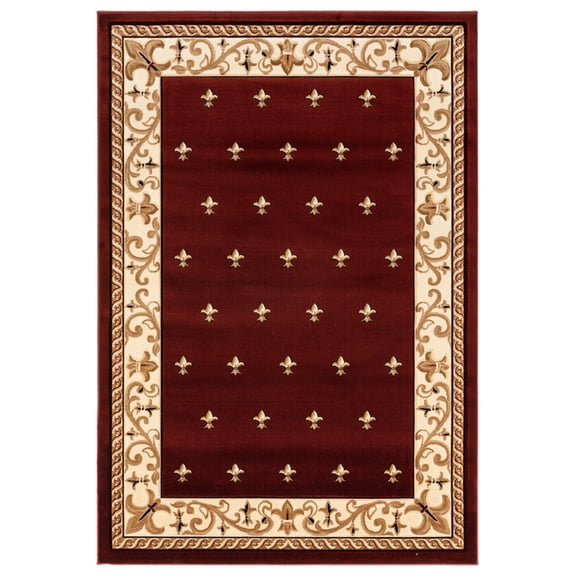 Designer Home Swan Area Rug 2050 11634 Wington Burgundy Flur De Lis Dotted 7' 10" x 10' 6" Rectangle