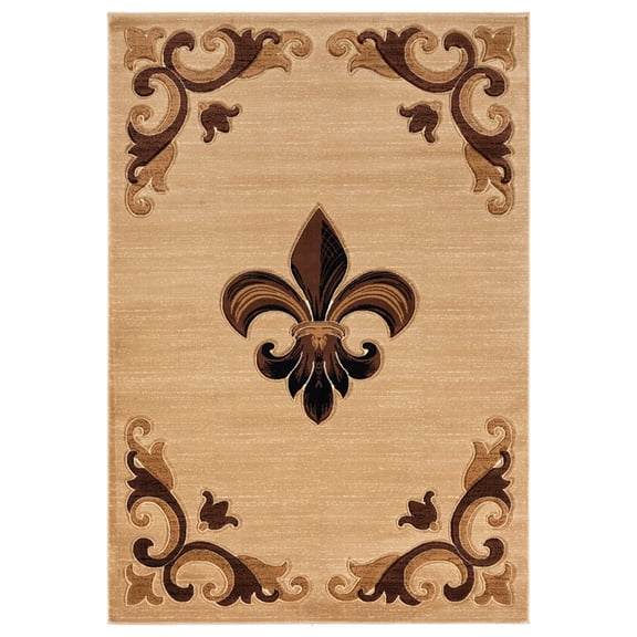 Designer Home Swan Area Rug 2050 11726 Barnsley Beige Flur De Lis Solid 1' 10" x 2' 8" Rectangle