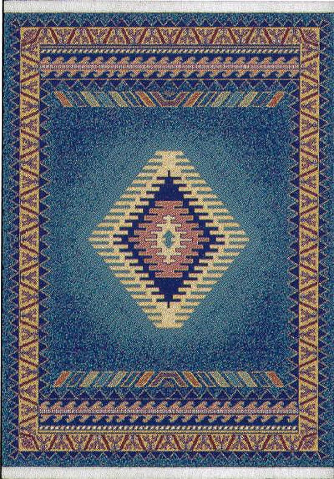 Manhattan Light Blue Rectangular Easy-Care Synthetic Area Rug, 8' x 11'