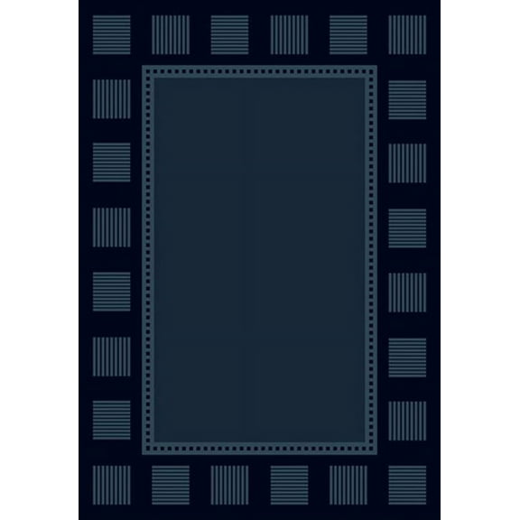 Designer Home Urban Area Rug 040-36764 Long Island Navy Boxes Stripes 3' 11" x 5' 3" Rectangle
