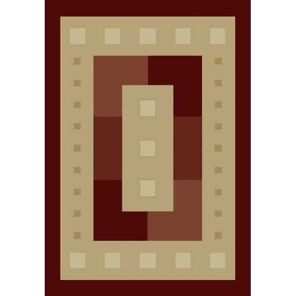 Designer Home Urban Area Rug 040-36834 Times Square Burgundy Boxes Squares 1' 10" x 3' 3" Rectangle