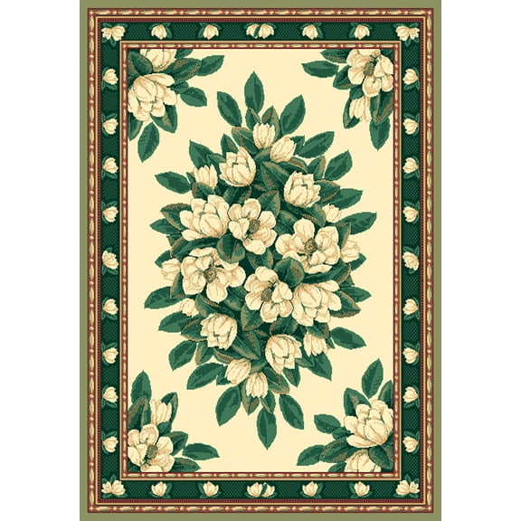 Designer Home Urban Area Rug 040-37097 Magnolia Cream Floral Magnolias 1' 11" x 7' 4" Rectangle