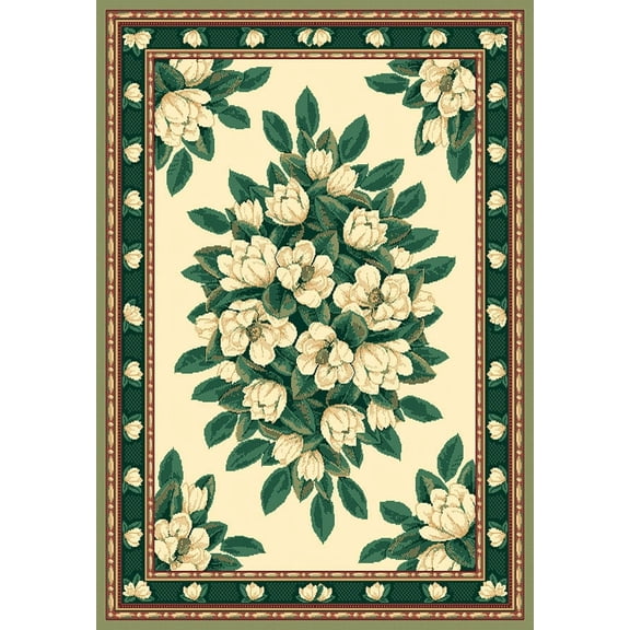 Designer Home Urban Area Rug 040-37097 Magnolia Cream Floral Magnolias 1' 11" x 7' 4" Rectangle