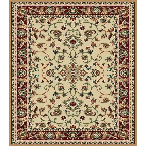 Designer Home Urban Area Rug 040-37597 Columbia Cream Scrolls Floral 5' 3" x 7' 6" Rectangle