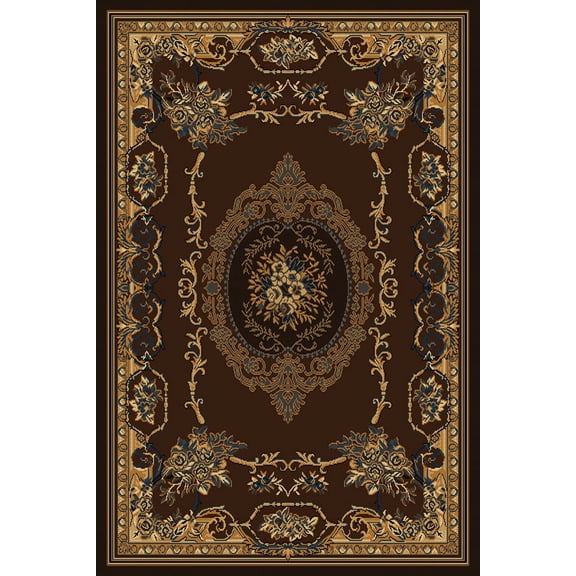 Designer Home Urban Area Rug 040-38150 Lexington Brown Bordered Floral 1' 10" x 3' Rectangle