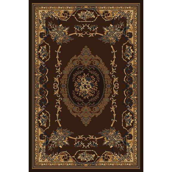 Designer Home Urban Area Rug 040-38150 Lexington Brown Bordered Floral 1' 11" x 7' 4" Rectangle