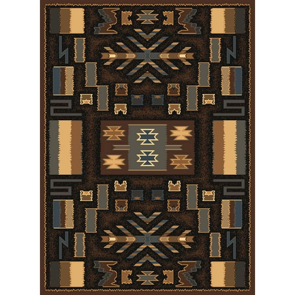 Designer Home Urban Area Rug 040-38550 Pelham Brown Geometric Native American 1' 10" x 3' Rectangle