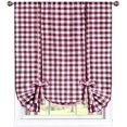 thumbnail image 1 of Designer Home Window Panel Curtain Checkered Kitchen Drape Tie-Up Shade Plaid Gingham Check Burgundy 42" X 63", 1 of 6